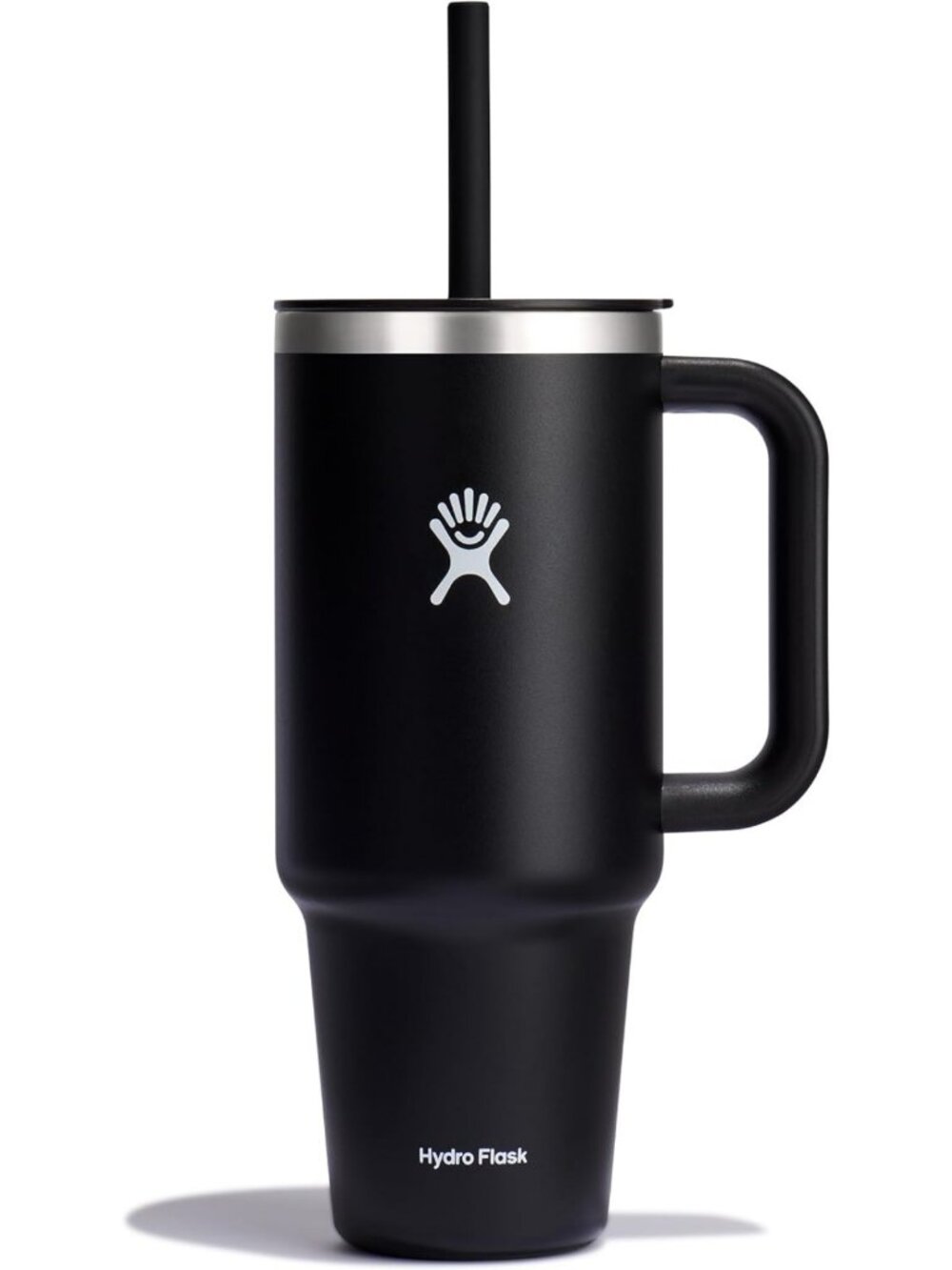Insulated Stainless Steel Travel Tumbler with Handle & Straw - 40 Oz Black